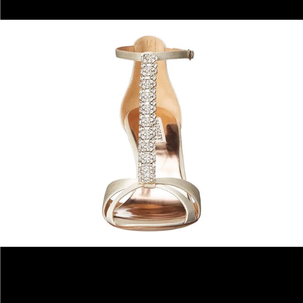 Badgley Mischka Satin T Strap Wedge